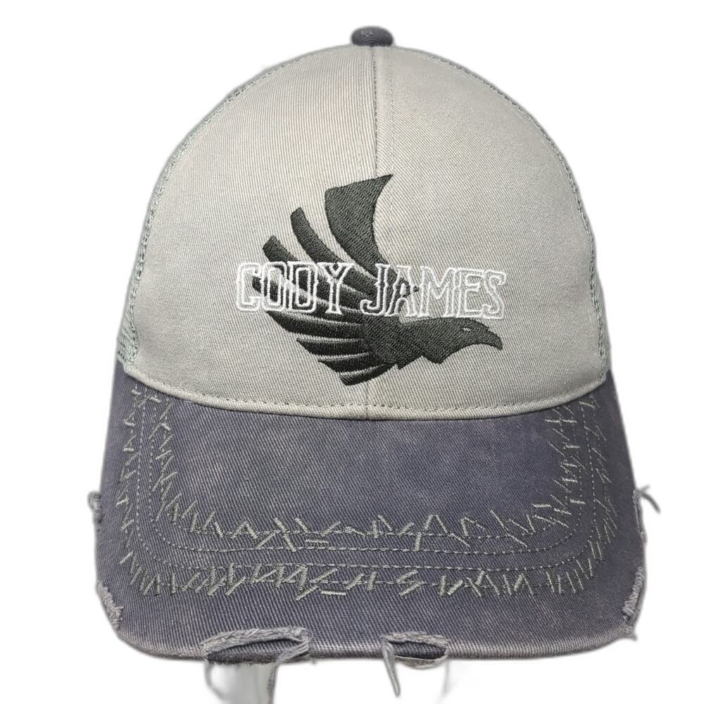 Cody James Trucker Hat Gray One Size Mesh Back Snapback Stitched Bill Graphic